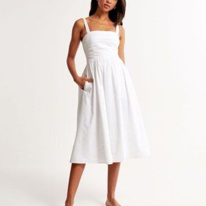 White Midi Abercrombie Dress, Petite Large
